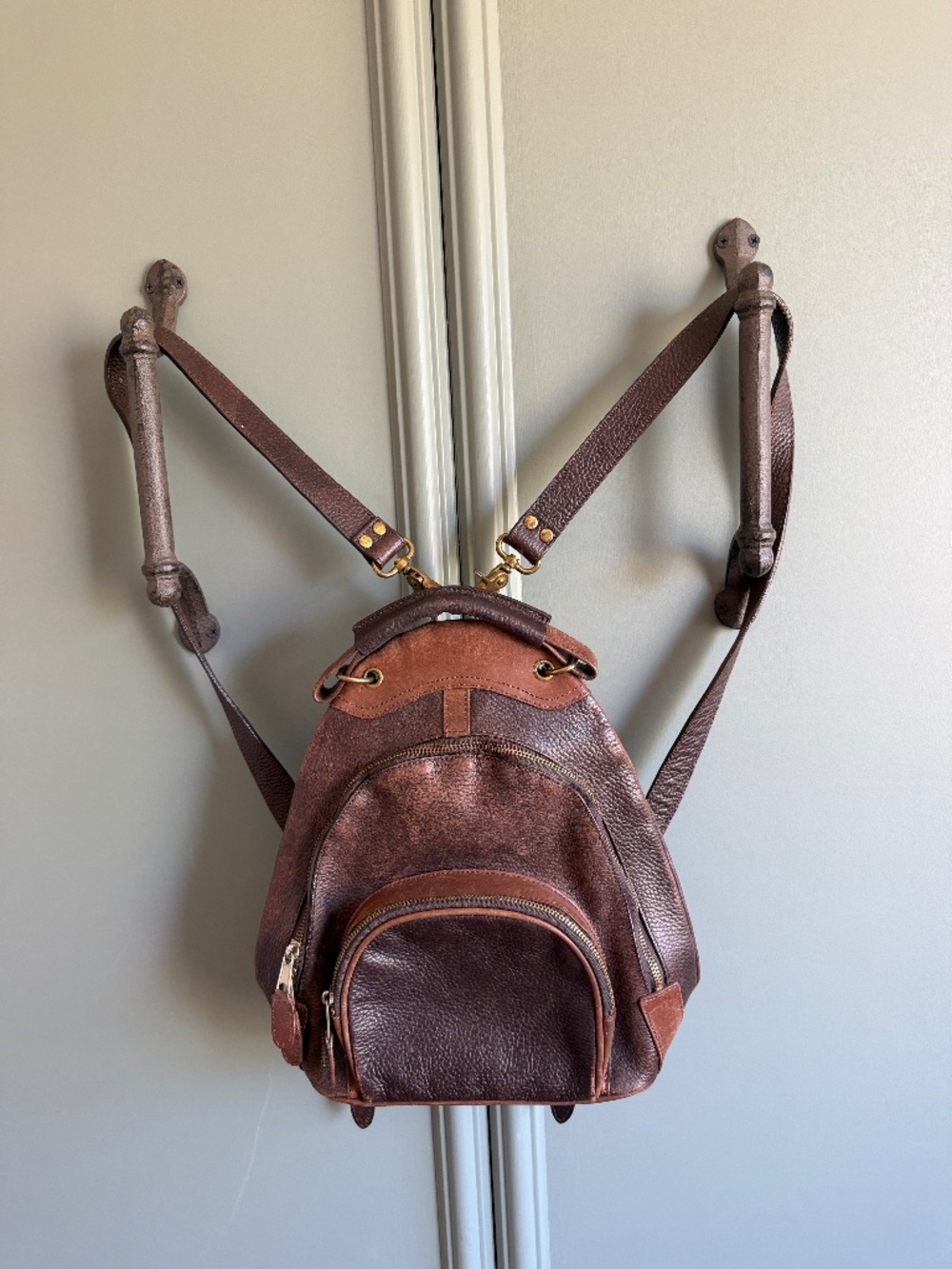 M. London Brown Leather Backpack